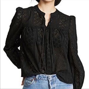 Madewell Eyelet Double-Tie Peasant Top Large